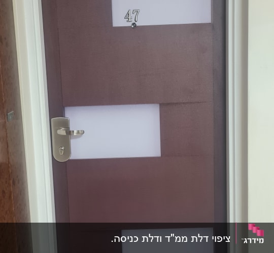 דלת חומה עם מספר 47 וידית כסופה